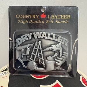 Vintage Country Leather Drywaller Belt Buckle New Old Stock